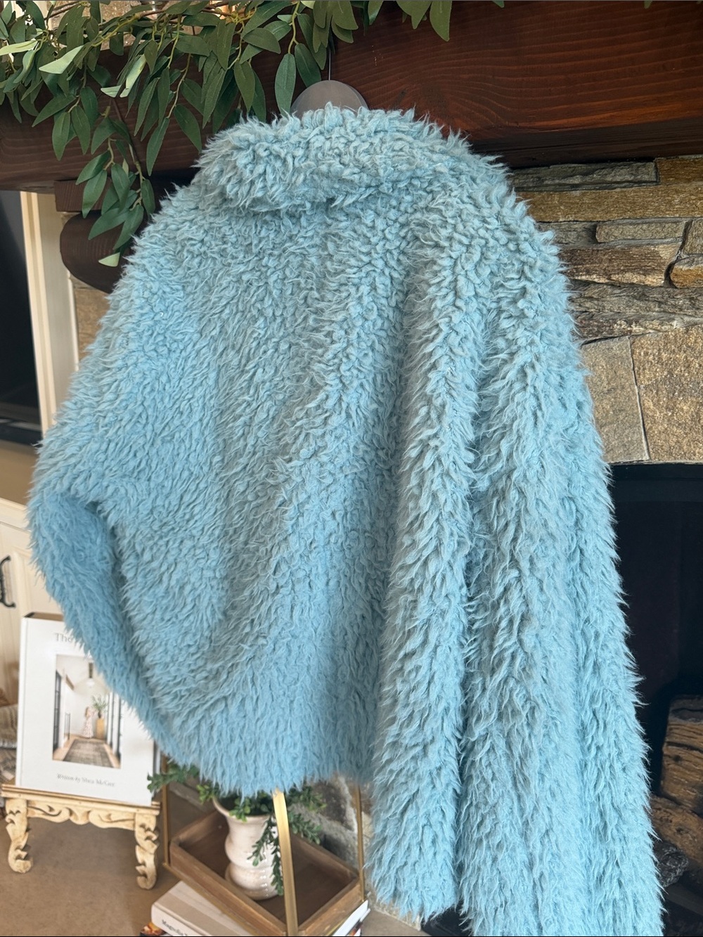 Anthropology NWT Light Blue Faux SHERPA Jacket - Women - Picture 5 of 7